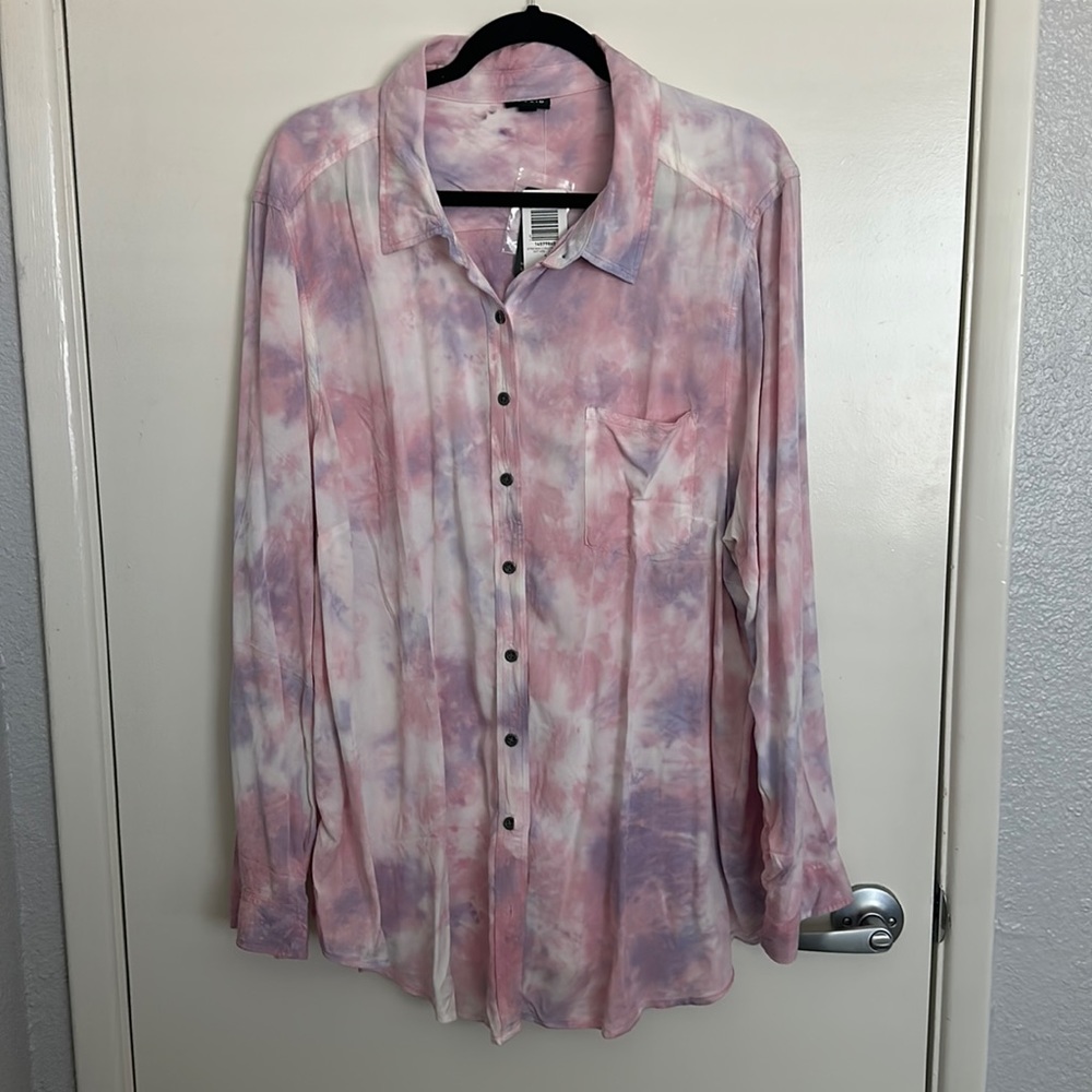 Lizzie Rayon Twill Button-Up Long Sleeve